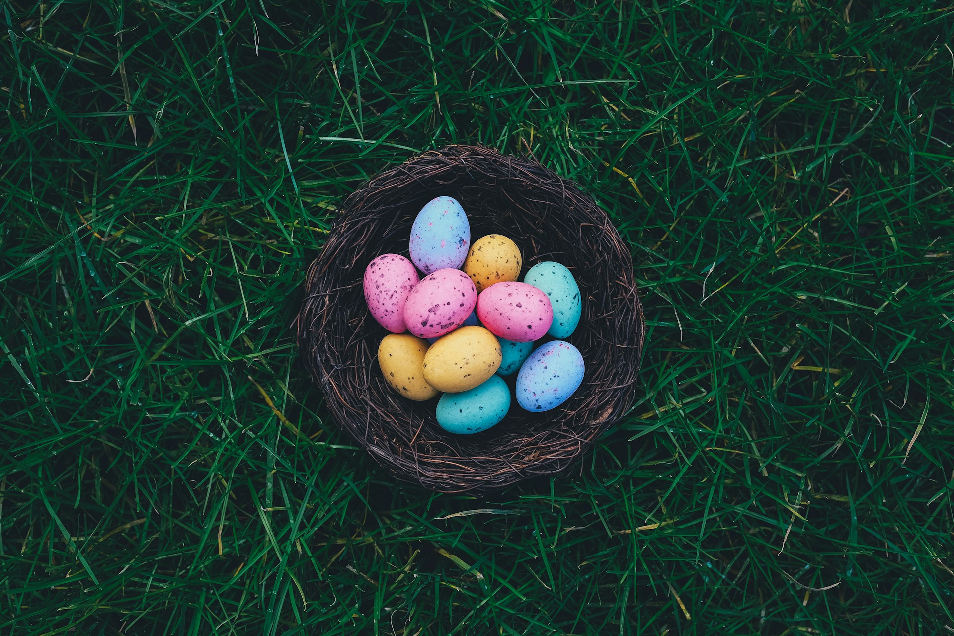 Easter Basket of Colorful Eggs